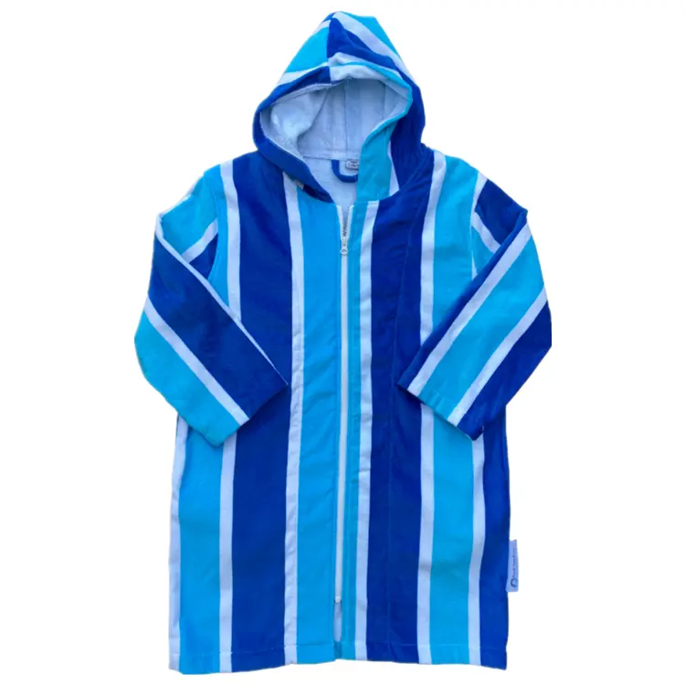 Robe de natation à capuche en coton Polyester, serviette poncho imprimée personnalisée avec fermeture éclair