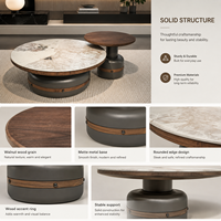 Table basse moderne à plateau relevable avec surface en pierre frittée, rangement dissimulé, table de salon en bois, usine de meubles OEM