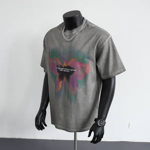 Camiseta de Manga Corta para <span class=keywords><strong>Hombre</strong></span>, Estilo Americano, Marca Moderna, Corte Holgado, Lavada, con Estampado de Letras Vintage, Transpirable, A25AFY3695 - Product Image 4