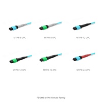 MTP-24 UPC (F) ke MTP-24 UPC (F), 24 Serat, Multimode (OM3), Tipe B, Plenum (OFNP), 0.35dB Maks, Panjang Kustom Jumper MTP