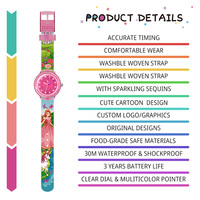 Montre à quartz personnalisée avec logo pour filles, pour enfants de 3 à 12 ans, avec boîtier en acrylique PC à motif de dessin animé mignon, bracelet souple, cadeau d'anniversaire, OEM ODM