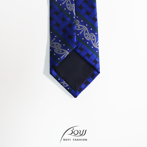 <span class=keywords><strong>Cravate</strong></span> bleue imprimée numérique pour hommes avec <span class=keywords><strong>maille</strong></span> tissée à rayures polyester séchage rapide pour mariage et diverses occasions - Product Image 2