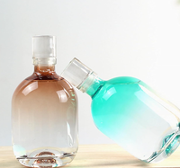 Bouteille vide ronde de 500 ml pour alcool, rhum, spiritueux, vin, whisky, vodka, en verre, avec bouchon en verre