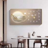 Poster Mewah Modern Lukisan Kristal Cetak untuk Ruang Tamu Ruang Makan Kamar Tidur Mural Kreatif Jam Dinding Senyap