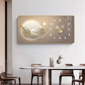 <span class=keywords><strong>Horloge</strong></span> <span class=keywords><strong>murale</strong></span> silencieuse créative avec peinture sur cristal imprimée, style affiche de luxe moderne, pour salon, salle à manger, chambre à coucher - Product Image 3