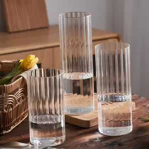 Vaso de vidro transparente para flores, cilindro reto, vaso de flores para decoração de casa