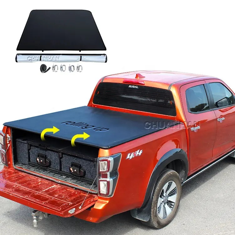 Cubierta enrollable para cama de camión F150, cubierta tonneau hilux para Toyota Tundra Tacoma Hilux Vigo Rocco