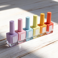 Bouteilles de vernis à ongles en gel vides, carrées, mates, 10ml, 12ml, 15ml, avec logo personnalisé par estampage à chaud, vente en gros, conteneurs en verre pour liquide à ongles