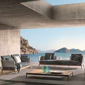 Nordico moderno <span class=keywords><strong>Patio</strong></span> esterno divano Set in legno di Teak e Rattan per balcone all'aperto cortile giardino o Villa - Product Image 3