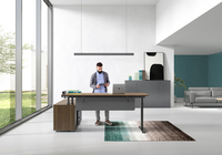 Bureau de travail électrique réglable en hauteur avec écran de séparation et armoire de rangement latérale