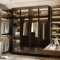 Armoire de luxe pour couple, meubles de chambre à coucher sur mesure, dressing, armoires doubles en bois massif et verre, accessoires de rangement, designs