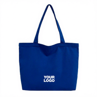 Bolsa de Playa Plegable Azul con Logotipo Personalizado, MOQ Bajo, Gran Capacidad, Reciclable, de Lona, Color Sólido, para Compras y Promociones