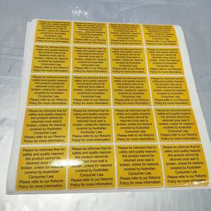 Étiquettes d'avertissement sur la politique de <span class=keywords><strong>retour</strong></span> personnalisée - Autocollants en papier enduit autocollants pour produits - Product Image 1