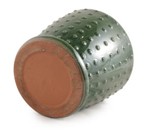 กระถางเซรามิกเคลือบสีเขียวป่า ลายจุดนูน พร้อมจานรอง สำหรับปลูกต้นไม้ในร่ม/กลางแจ้ง มีรูระบายน้ำ เป็นมิตรกับสิ่งแวดล้อม เหมาะสำหรับสวนและบ้าน - Product Image 5