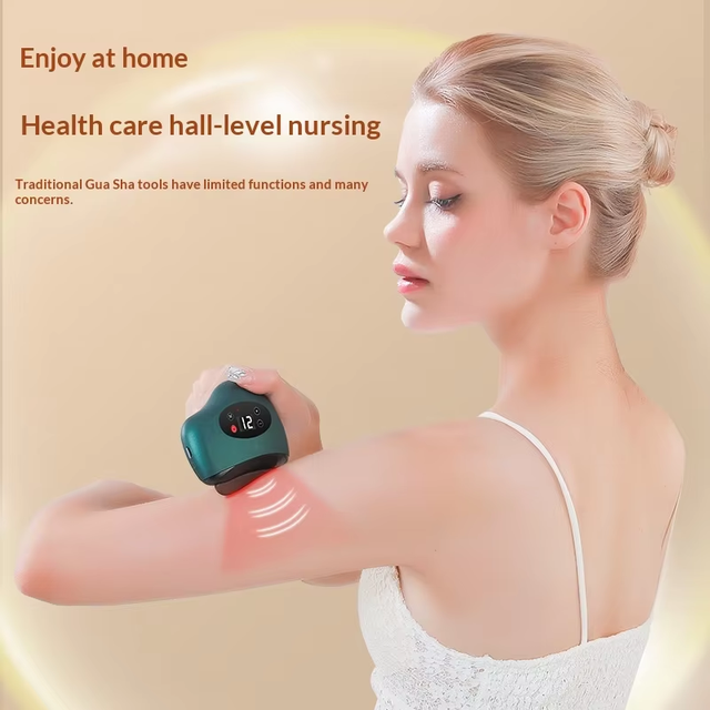 Rechargeable Electric Bian Stone Gua Sha Scraping Massager with Heating Vibration for Back Pain Relief and Muscle Therapy