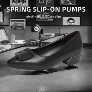 Sandales d'été montantes pour femmes, style européen-américain, à talon plateforme fin, avec logo, bout pointu, bride à boucle, rehaussantes - Product Image 2