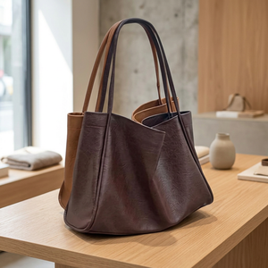 Bolsos de Mano Casuales de Cuero Genuino para Mujer, Ecológicos, Suaves, Impermeables, de Gran Capacidad, con Correa Cruzada, Bolsos de Compras Premium - Product Image 1