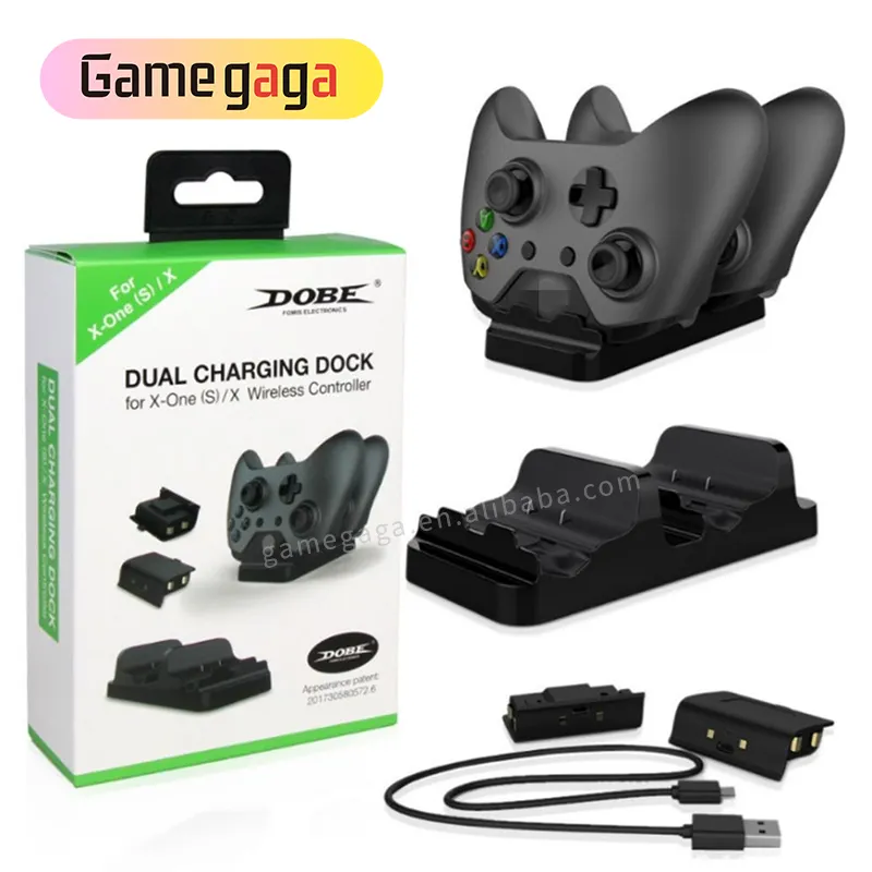 Dual Charging Dock Station Charger with 2 Rechargeable Batteries Fast Charging for Xbox One S Gamepad Game Accessories