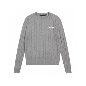 Maglione da <span class=keywords><strong>Uomo</strong></span> in Lana e Poliestere Lavorato a Maglia, Stile Old Money, con Logo Personalizzato, Vestibilità <span class=keywords><strong>Slim</strong></span>, Certificato GRS, Nuova Collezione Primavera 2026, Stile Ralph, con Lavorazione a Treccia e Costine - Product Image 2