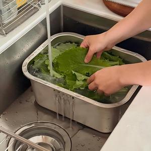 Shioyoshi Masa Stainless Steel Square <b>Kitchen</b> <b>Sink</b> Drop-In Polished Multi-Functional Dish Drainer Basin Vegetable Washing - Product Image 2