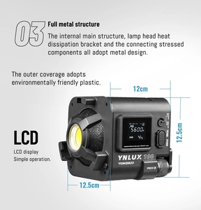 <span class=keywords><strong>YONGNUO</strong></span> LUX 100 <span class=keywords><strong>YNLUX100</strong></span> 100W LUX100 3200K-5600K Bowens Mount Handheld Outdoor COB LED Light avec poignée Adaptateur secteur - Product Image 2