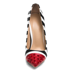 Zebra Print Dress <b>Shoes</b> Rivets High Stiletto Heels <b>Shoes</b> Women Studded Stripes Pumps Big Size Dress <b>Shoes</b> - Product Image 5