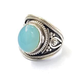 Bague en argent 925 avec chalcédoine aqua, collection artisanale, prix imbattable, magnifique, pierre précieuse, réglable - Product Image 2