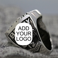 Bague de championnat de football 2019, métal plaqué or et argent avec perles de diamant zircon, parfaite pour les cadeaux ou les fêtes
