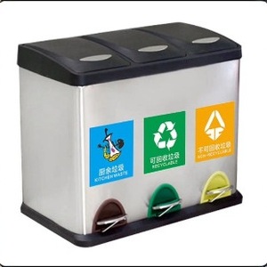 Cubo de Basura de 24L con Tres Compartimentos y Pedal, de Acero Inoxidable para Interiores; Contenedor de 30L con Dos Compartimentos para Cáscaras de Frutas; 45L - Product Image 2