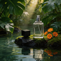 Flacons de parfum rectangulaires haut de gamme en verre pour Cologne de luxe pour hommes 50ml 100ml Bleu foncé Faible MOQ avec capuchon pulvérisateur et diffuseur à vis