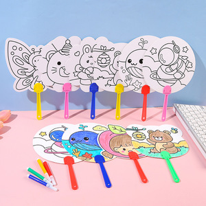 Ventilateurs de graffiti de dessins animés pour enfants, 17x25cm, papier à colorier, artisanat pour projets artistiques scolaires pour enfants - Product Image 1