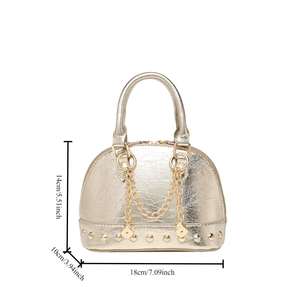 Bolso bandolera impermeable para mujer 2026, de piel sintética con cadena y textura metálica. - Product Image 5