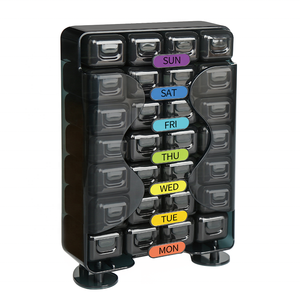 Gujia ABS + PP Boîte à pilules hebdomadaire écologique de 7 jours avec 4 compartiments pour tablettes pour le stockage des médicaments de voyage - Product Image 1