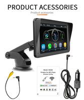 Pantalla táctil inteligente universal de 7 pulgadas, inalámbrico, portátil, Carplay, Android, reproductor de CD, cámara de respaldo, reproductor de CD