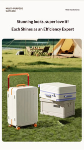 New Wide Pull Rod <strong>Luggage</strong> Box Unisex Large Capacity Suitcase Contrast Color Trolley Case High Color Value Password Box ABS - Product Image 3