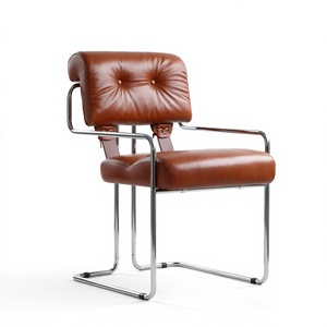 Chaise de salle à manger de style italien minimaliste, écologique, en acier inoxydable, avec dossier souple, pour bureau, réunion, maison - Product Image 3