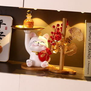 Chat porte-bonheur, art populaire, figurine sculptée en résine époxy, cadeau de pendaison de crémaillère, cadeau du Nouvel An, ornement, décoration festive pour la maison - Product Image 4