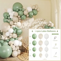 Kit lengkungan balon hijau Sage netral perlengkapan dekorasi pesta ulang tahun Kit karangan bunga balon hijau berdebu untuk Pancuran bayi ulang tahun