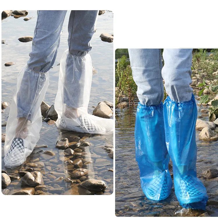 Plastic Long Shoe Covers Waterproof Anti-Slip Water Boots Cover Rainy Day Use Cover