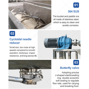 OCEAN Horizontal Steam Jacketed Blender Ribbon Mix Machine Mezclador de polvo seco de especias de 1000kg para alimentos - Product Image 3