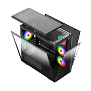 ITX/MICRO ATX Noir <span class=keywords><strong>ABS</strong></span> + ARGB bande lumineuse panneau avant <span class=keywords><strong>pc</strong></span> de jeu système de refroidissement par eau boîtier <span class=keywords><strong>PC</strong></span> Micro-Tour - Product Image 4
