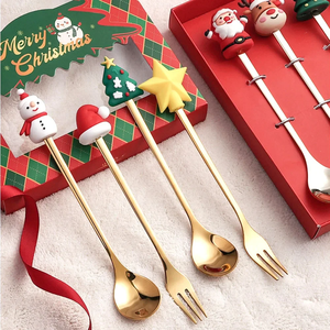 2025 <b>Christmas</b> <b>Gift</b> Metal Coffee Spoon Fork 304 Stainless Steel Spoon Set With <b>Box</b> - Product Image 6