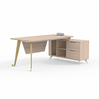 Bureau de direction en forme de L en acier moderne et luxueux Space United, mobilier de bureau contemporain pour PDG