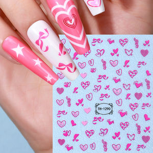 עצמי מחוון מדבקות יום ציפורן decals ורדים אהבה פרח לב כוכב מניקור קישוט - Product Image 6