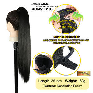 Cola de caballo ondulada larga y rizada de alta calidad al por mayor con peine invisible, piezas de pelo sintético, extensión de pelo de cola de caballo - Product Image 4