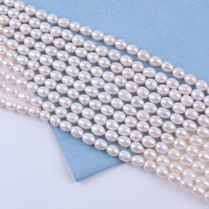 Perles de riz d'eau douce naturelles de 8-9 mm, couleur blanche, semi-finies, accessoires pour collier, bricolage, Zhuji Zhuji Necklace - Product Image 5