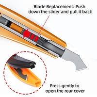 Couteau utilitaire durable et tranchant pour le bricolage avec changement de lame par bouton-poussoir pour la découpe de panneaux en acrylique, plexiglas, plastique, PVC - Coupe précise et propre