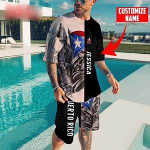 Camiseta Hawaiana de Puerto Rico Soy De Aquí Como El Coquí Personalizable con Nombre, Conjunto de Camiseta y Pantalones Cortos Coquí Puerto Rico - Product Image 2