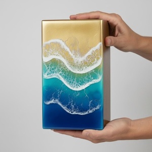 Urna Funeraria de Madera Rectangular con Resina Epoxi de Colores, de Calidad Garantizada - Product Image 5