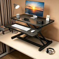 Convertisseur de bureau debout de support d'ordinateur portable pneumatique à réglage en hauteur, compatible avec le placement du clavier et de la souris